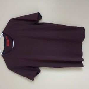 Large HUGO Hugo Boss Maroon Tee Shirt T-shirt Basic Casual Simple